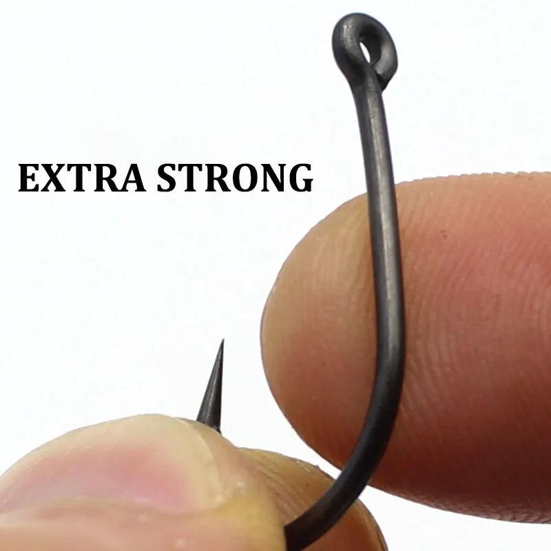 Paquete de anzuelos de pesca de carpa con púas de acero inoxidable con revestimiento de alto carbono de 20 piezas con caja Original al por menor tamaño Extra fuerte 1 2 4 - imagen 3