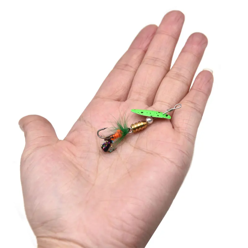 Señuelo de metal con anzuelos triples VMC, cuchara giratoria, aparejos de pesca para perca en agua dulce y salada, 2,4g, 5cm, 4 unids/lote por caja - imagen 5