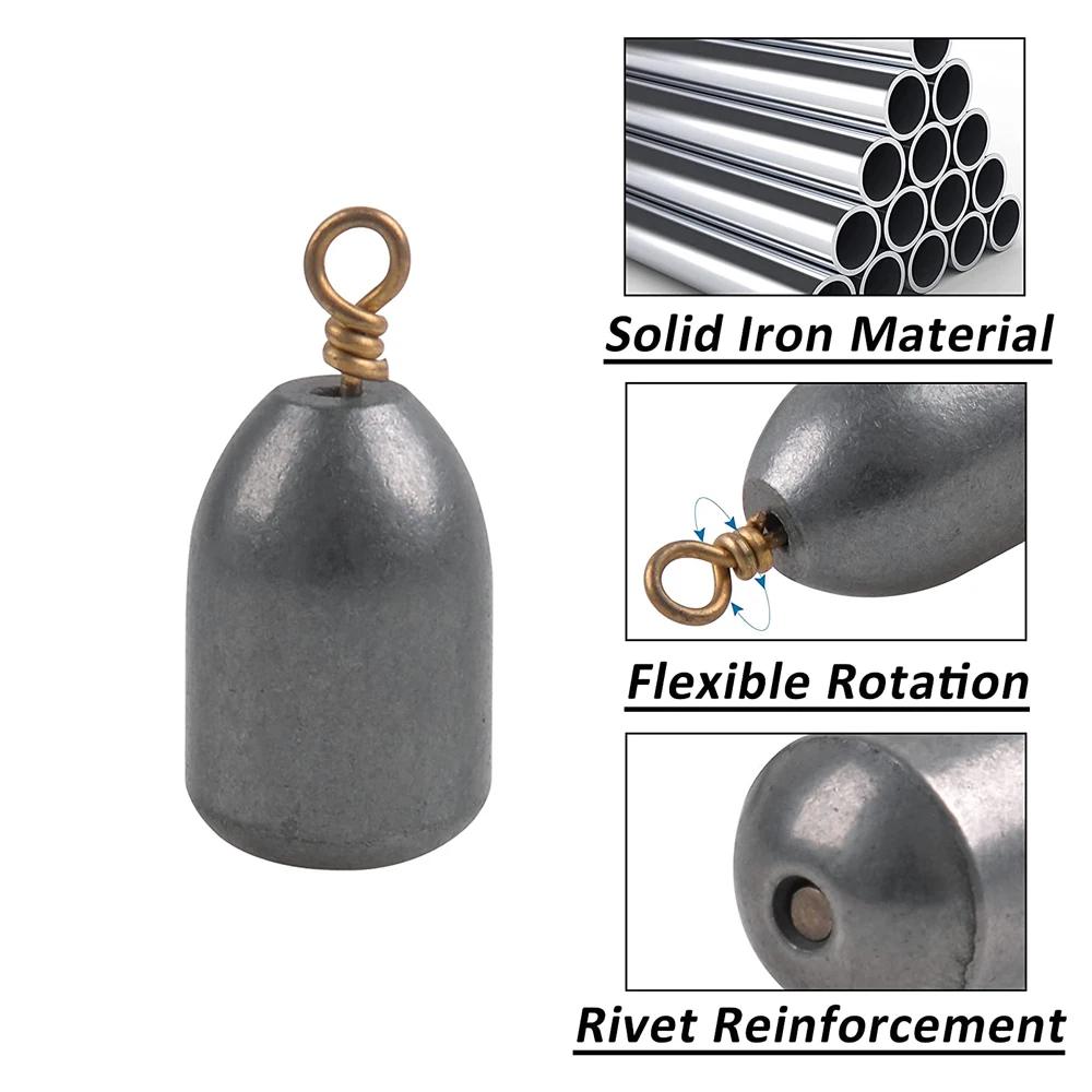 Pesas de pesca de 20 piezas, Kit de pesas de tiro de hierro para lubina, pesas de campana, equipo de pesca de agua salada - imagen 3