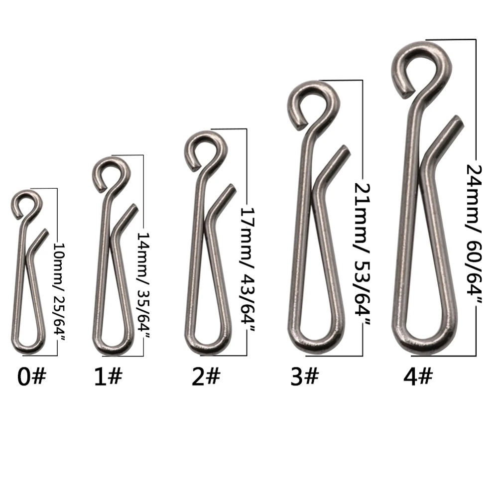 Enganches de acero inoxidable para pesca, enganches de gancho, conector giratorio de enclavamiento, aparejos de pesca, anillo de seguridad - imagen 3