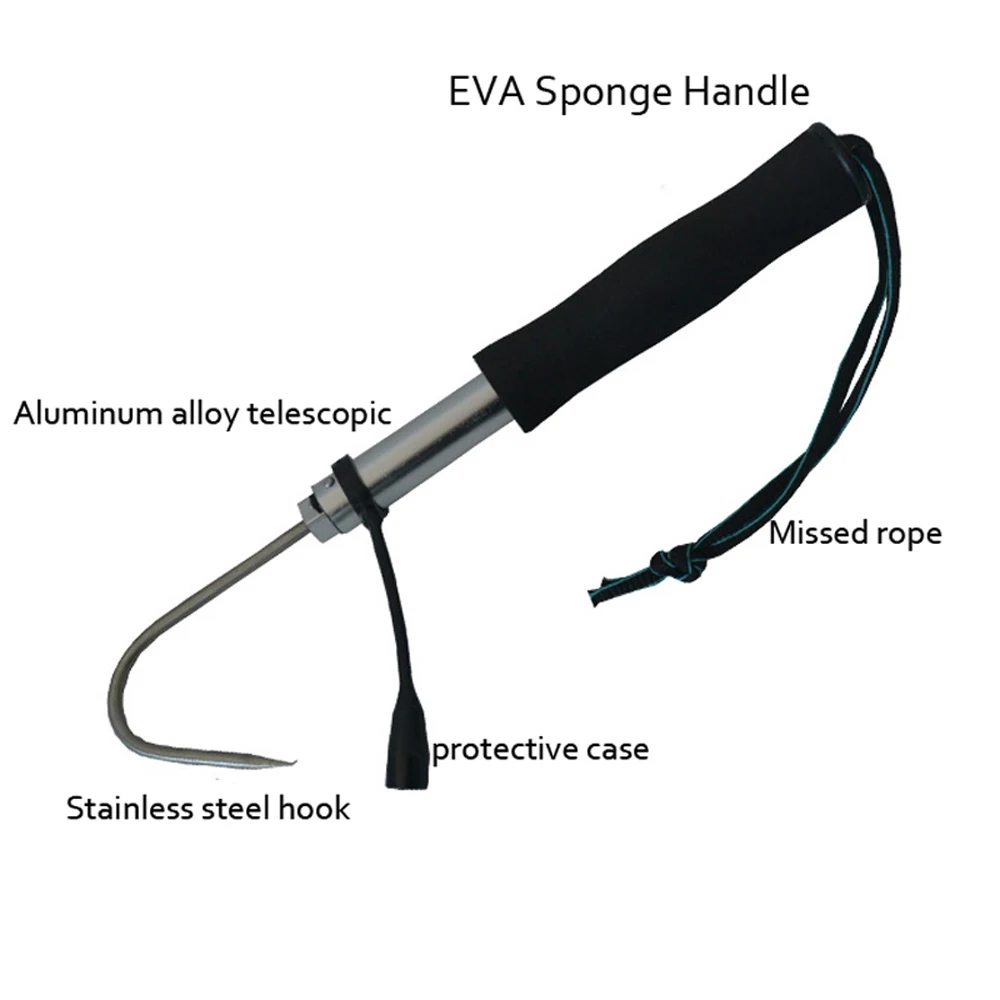 Nueva caña de pescar en hielo, herramientas de gancho de lanza, Gaff de pescado retráctil telescópico, aparejos de agarre de pesca portátiles de acero inoxidable para barco de mar, 60cm - imagen 3
