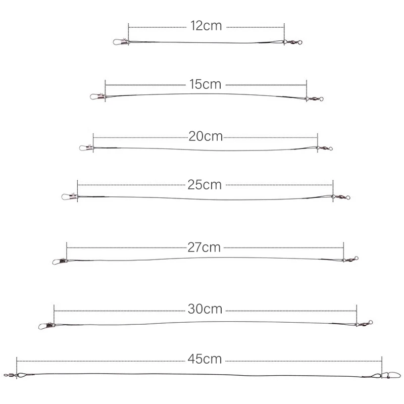 Mosodo-sedal de pesca de acero, 60 piezas, 30lb, líder de alambre de acero antimordida con señuelo de pesca giratorio, accesorio de 12-45cm, correa de núcleo de plomo de alambre - imagen 5