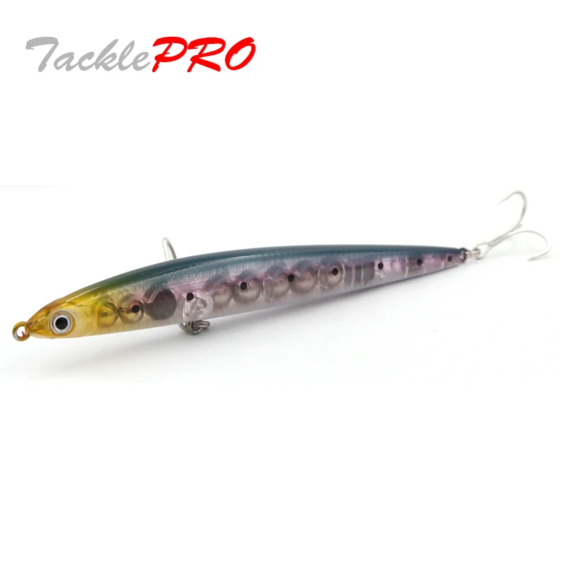 TacklePRO PE19 lápiz que se hunde 125mm 27,5g señuelo de pesca lubina cebo duro de agua salada diseño ruidoso con anzuelos Mustad