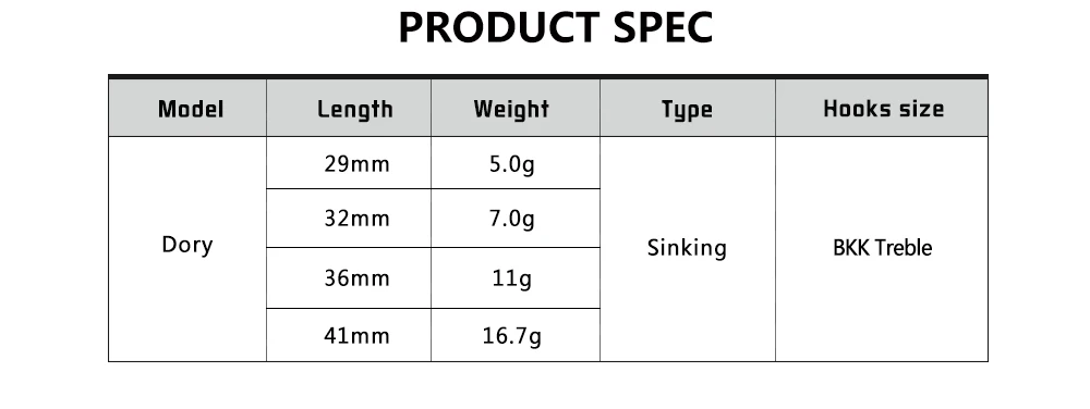 Explore las cañas de pesca Dory versátiles con pesos de longitudes variables y tamaños de gancho para experiencias de pesca óptimas