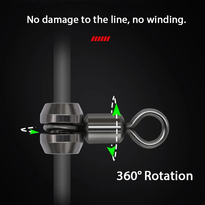 TIANNSII-eslabones giratorios de pesca de 10 piezas, ballena roja, cabeza de cobre giratoria 360, antienvoltura, accesorios de pesca - imagen 4