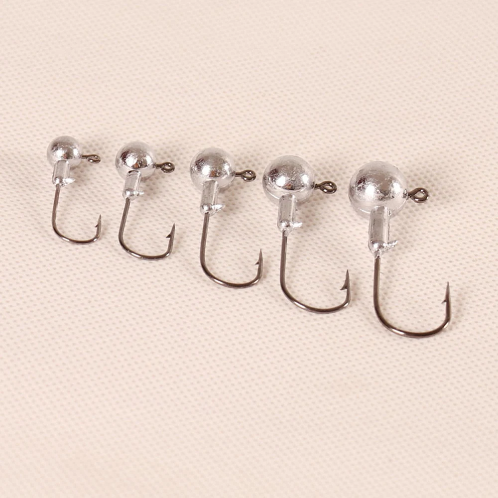 Anzuelo con cabeza plomada de acero al carbono de alta calidad, anzuelo con cabeza plomada de pesca de carpa con púas, 1G-10g, gancho individual para señuelo suave, aparejo de pesca de Lucio, 10 Uds. - imagen 5