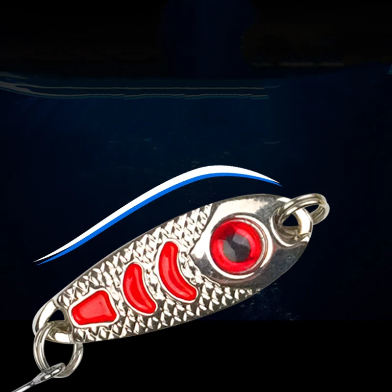 1 Uds Mini señuelo de Metal 1,5g 2,5g 3,5g 5g cebo duro punto rojo luminoso aparejos de pesca con mosca Wobblers Isca pesca con cuchara Artificial - imagen 3