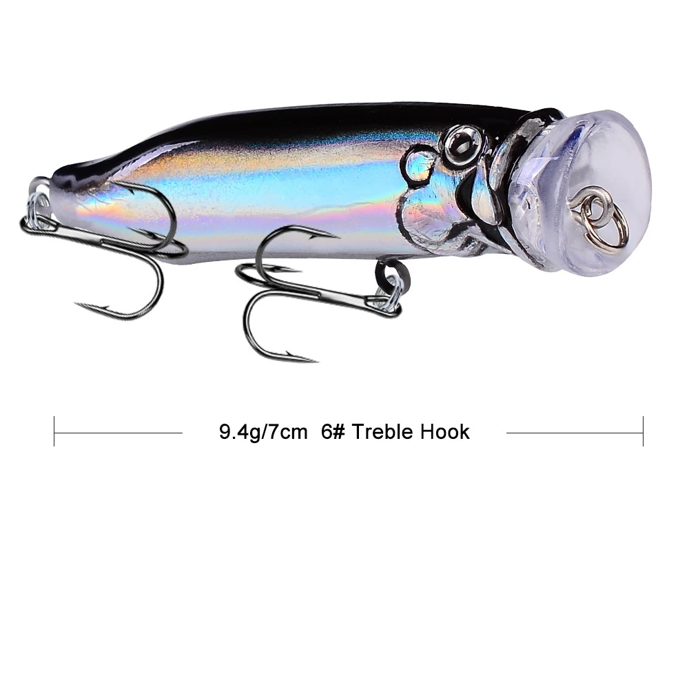 1 Uds. Señuelo de Pesca Popper 7cm 9,4g Topwater cebo de plástico Artificial duro Bass Wobblers Crankbait Pesca aparejos de Pesca de carpa - imagen 4