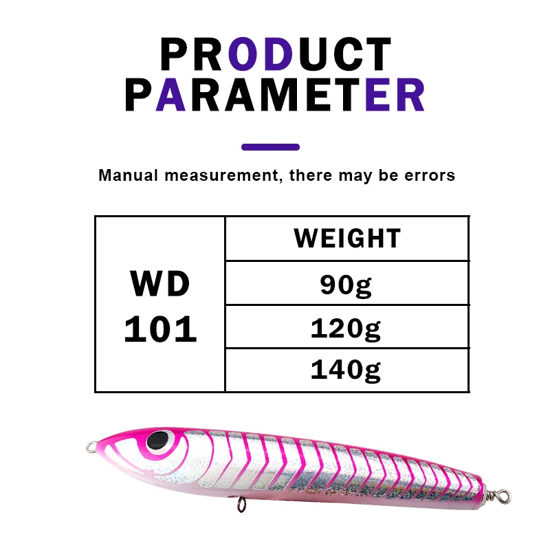 TEASER-señuelo de pesca de madera, lápiz flotante Artificial, Wobblers de fundición larga, 90g120g140g Swim Stickbait TopWater - imagen 5