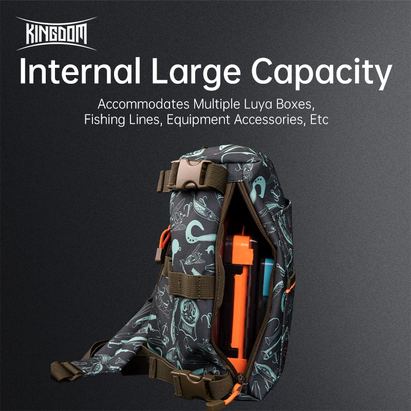 Kingdom-Bolsa de pesca multifunción, 37cm x 20cm x 6,5 cm, bandolera de un solo hombro, bolsa de pecho, herramienta de pesca portátil, bolsa para exteriores - imagen 4
