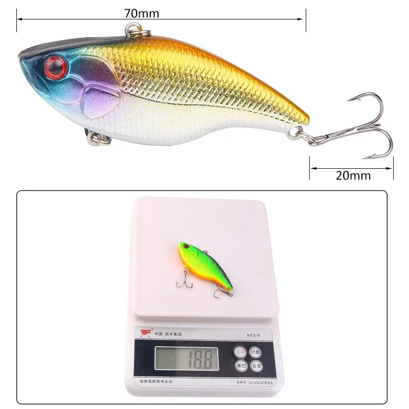 1 Uds señuelo de Pesca duro 7cm 18,8G plástico VIB cebo Artificial duro anzuelos triples Peche Bass Pike Trolling Pesca aparejos de Pesca - imagen 4