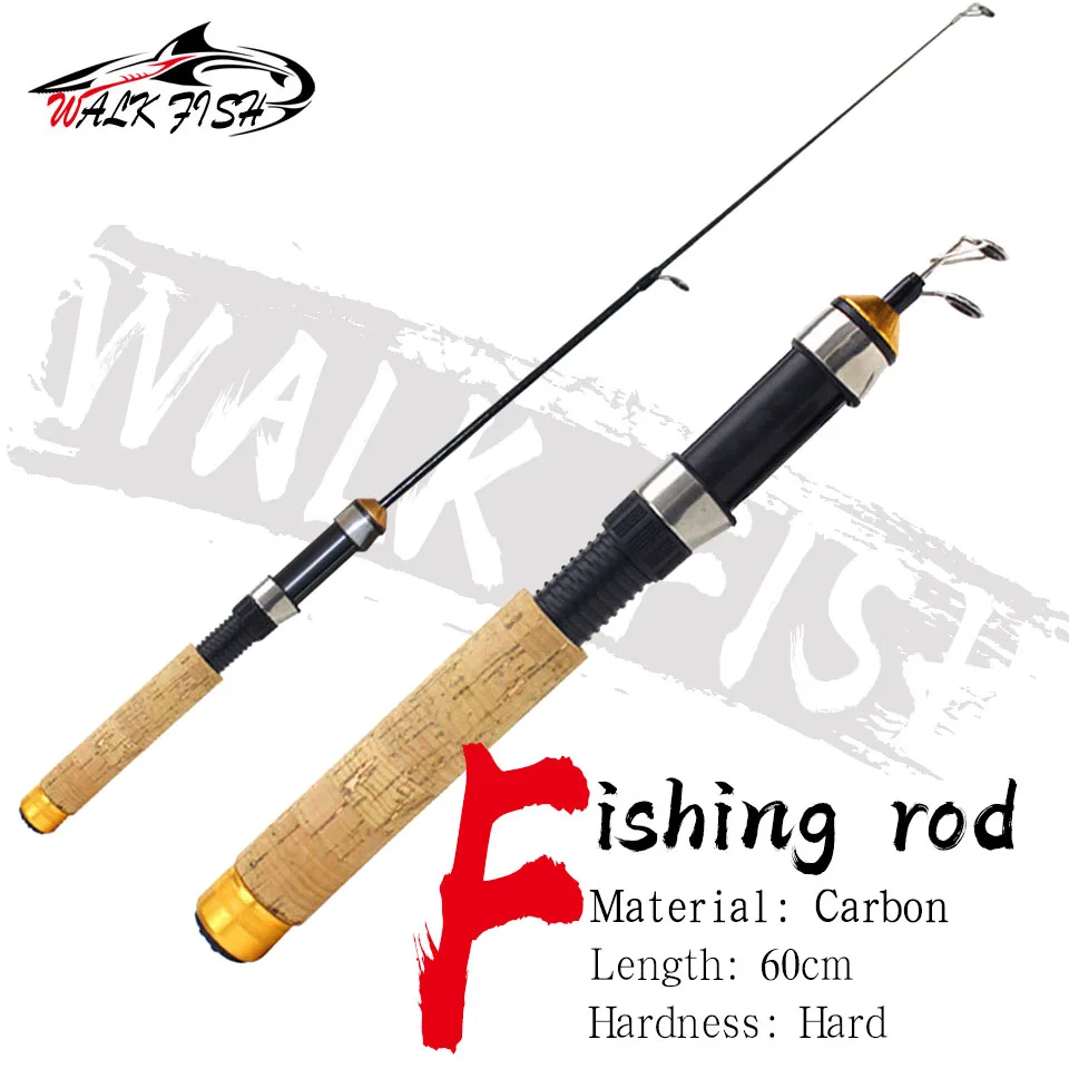 WALK FISH-Mini caña de pescar telescópica ultraligera, 60cm, mango de espuma para invierno