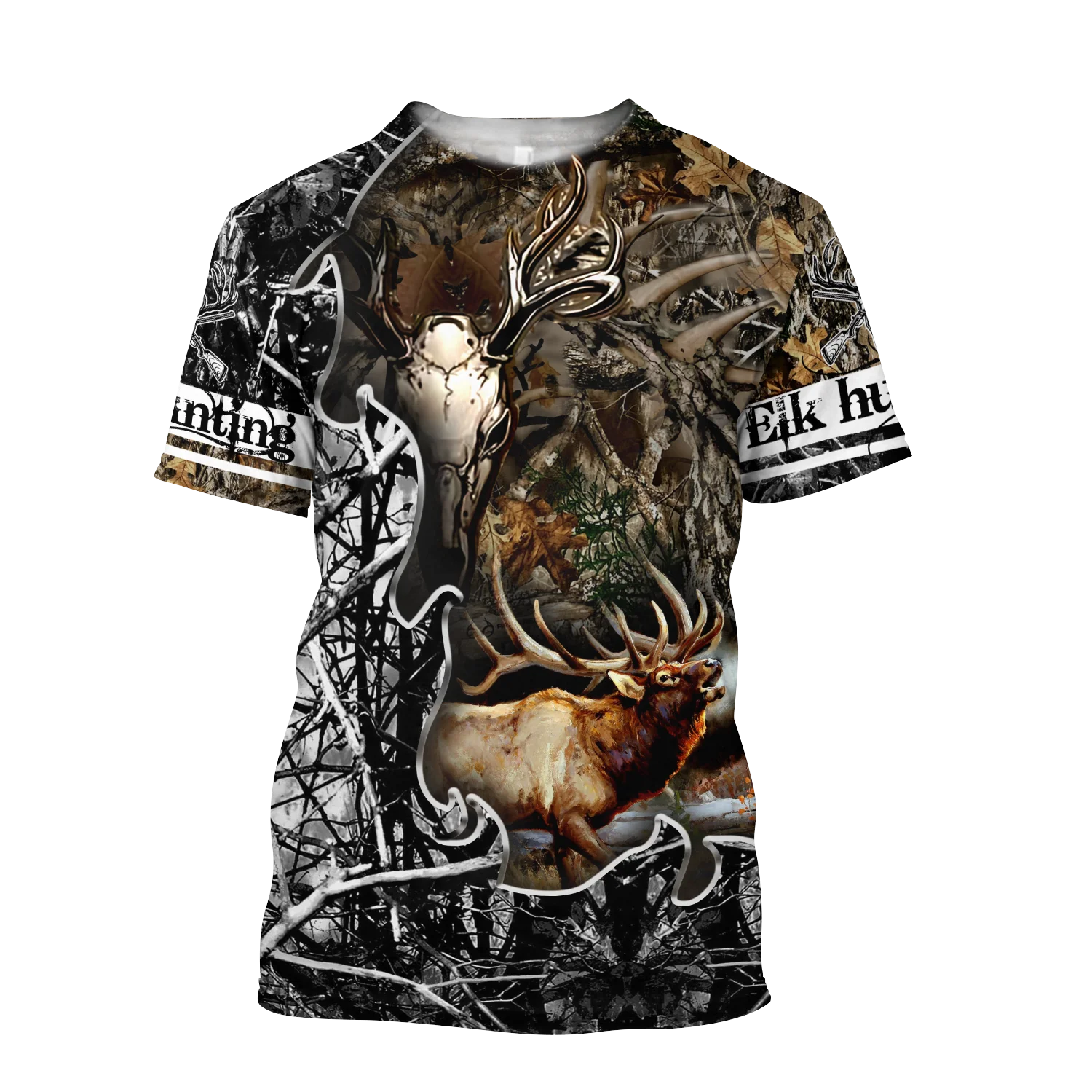 Camiseta Hipster de verano 2025 para hombre, camiseta de manga corta con estampado 3D de caza de alces, camisetas informales Unisex TX0168