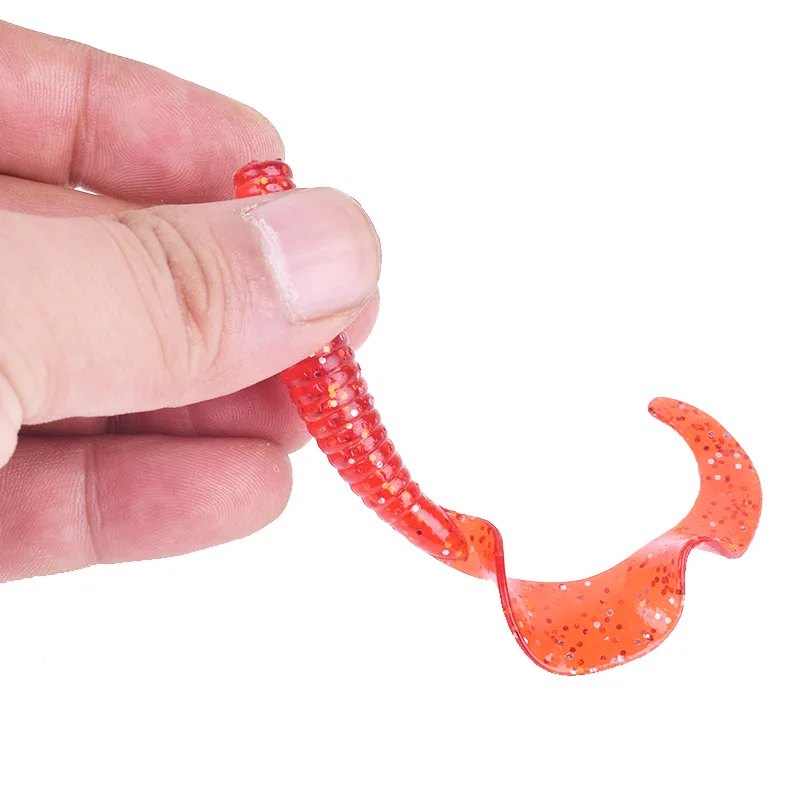 Señuelo de gusano de Pesca suave, anzuelo de olor a pescado, Wobblers de silicona, 8cm, 4,3g, cebo Artificial, cola larga, Swimbait, Lucio, aparejos de Pesca, 5 uds.