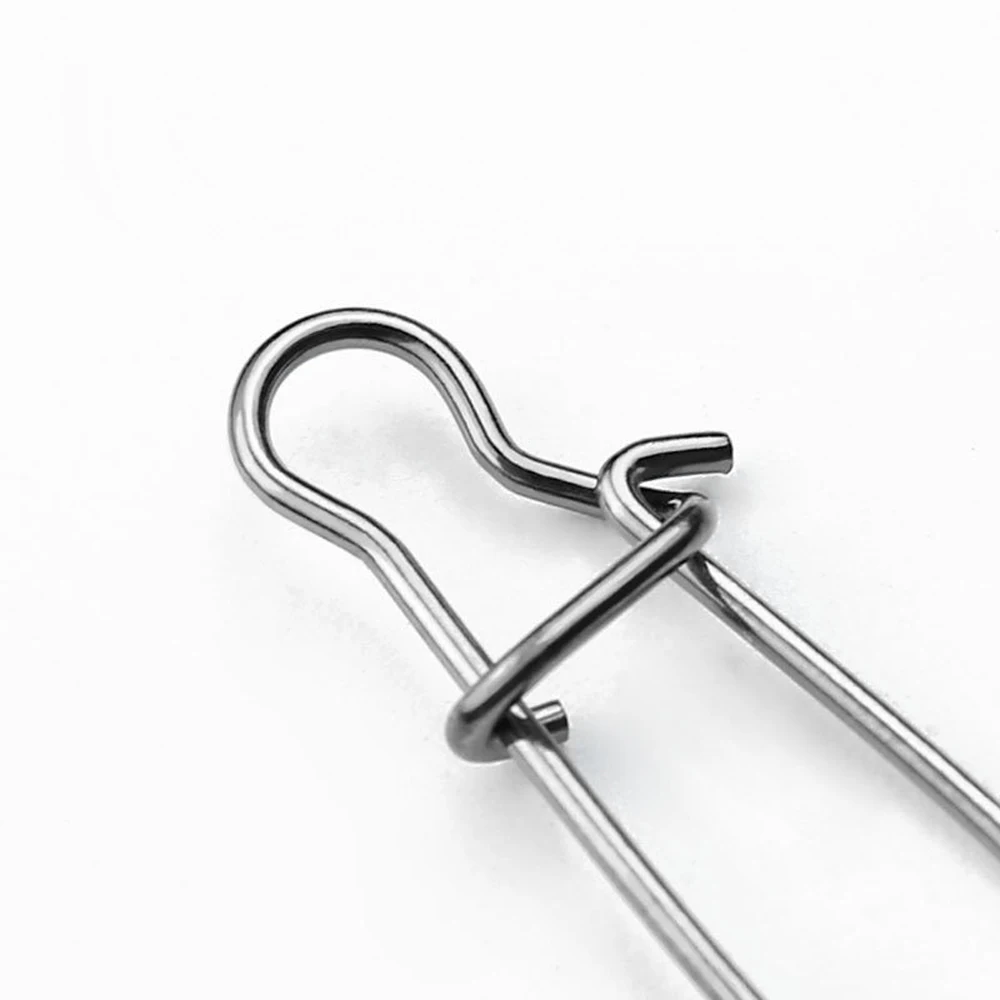 Conector de bloqueo de Clip rápido, anillos giratorios sólidos, señuelo de Pesca de carpa de acero inoxidable, aparejos de conector de Pesca a presión, 10 Uds. - imagen 3