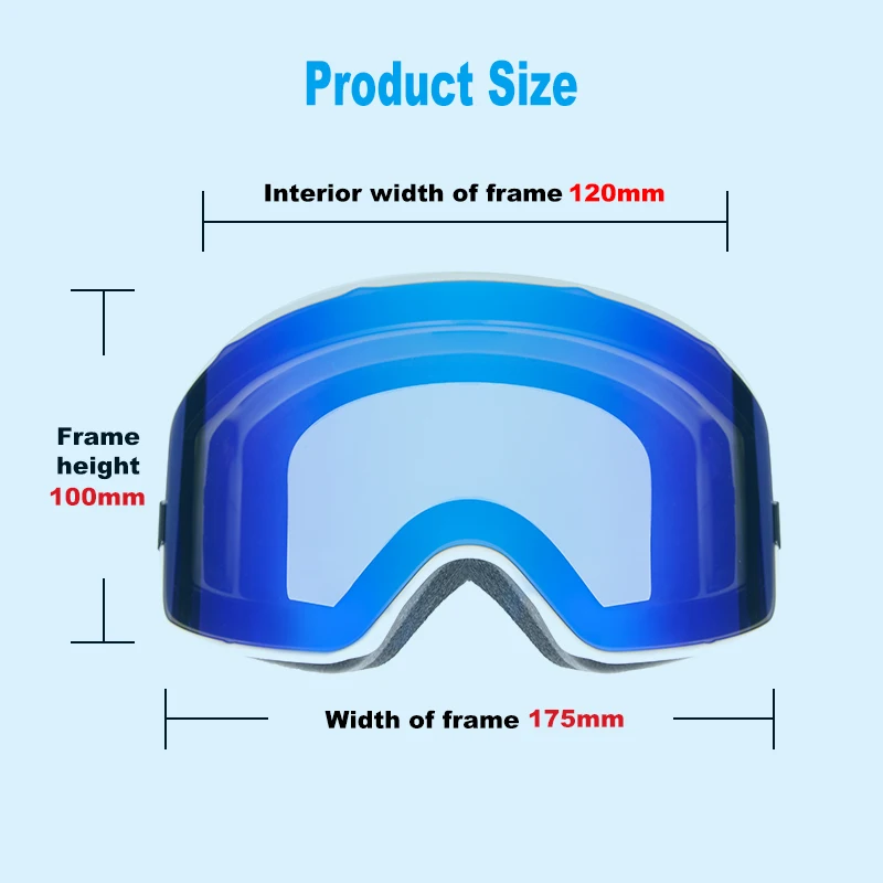 Mosodo-Gafas de esquí con diseño cilíndrico para hombre y mujer, lentes de esquí alpino para nieve, campo de visión Ultra ancho - imagen 4