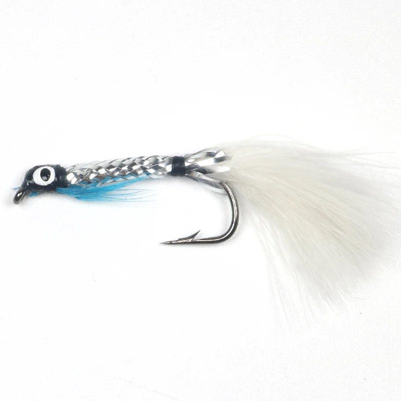 ICERIO 8 Uds cola blanca serpentina plateada pececillo atado gancho trucha salmón pesca mosca señuelo cebos fantasma dorado