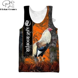Hermosa caza de gallo, chaleco con estampado 3D para hombre, camiseta sin mangas de moda Harajuku, ropa de calle de verano, camiseta sin mangas Unisex BX009