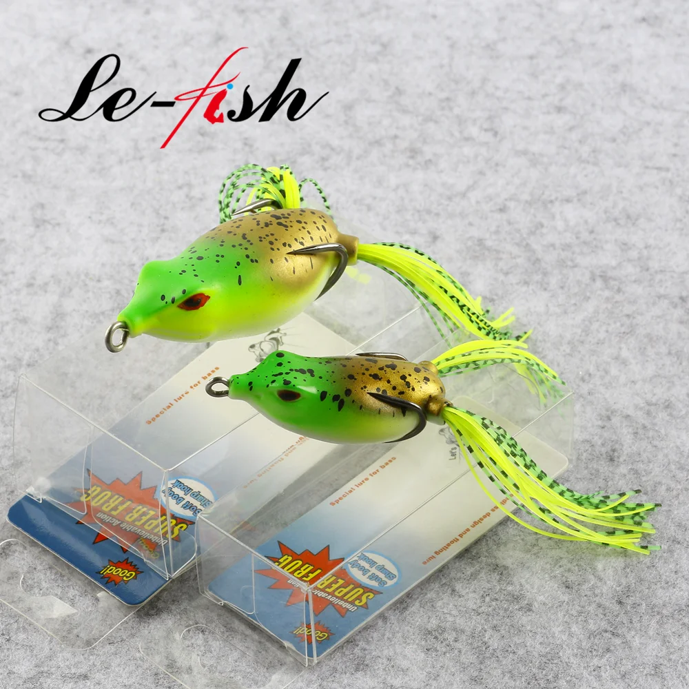 Le-fish-señuelo de pesca Artificial de rana suave, cebos de cabeza de serpiente, aparejos de pesca de lubina con caja de venta al por menor, 6g/12g, nuevo