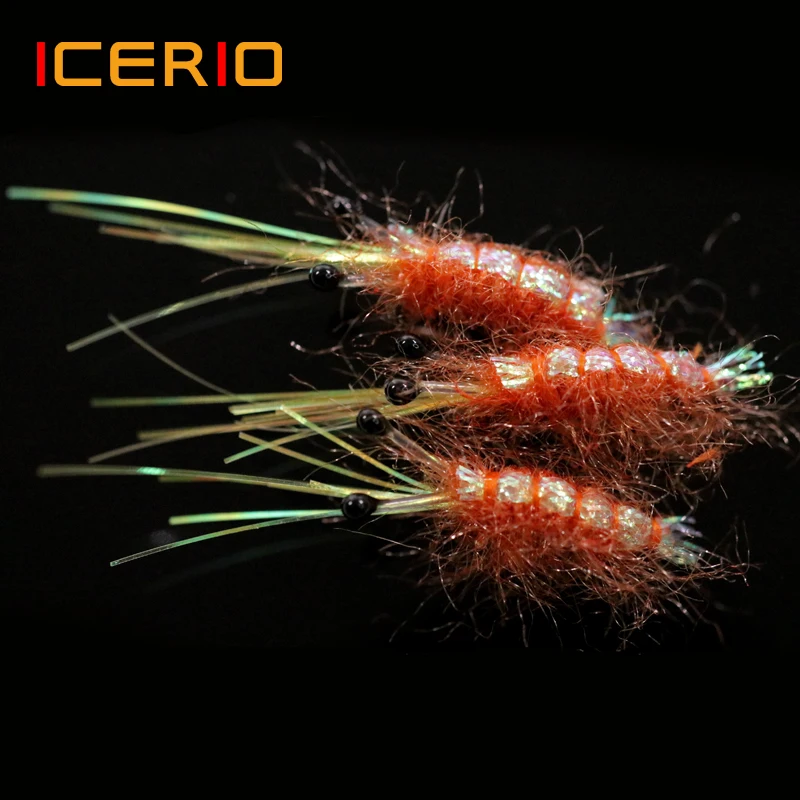 ICERIO-señuelo de trucha de mar Artificial, gambas que se hunden, mosca de agua salada, 5 unidades, #6