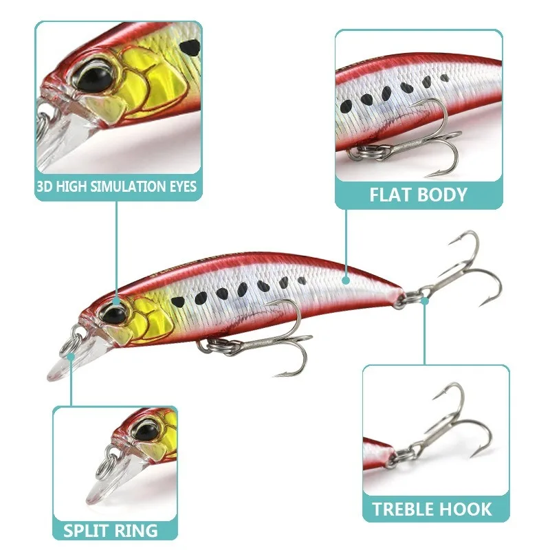 Señuelo de pesca Minnow, 6,5g, 60mm, Jerkbait, Wobblers, Crankbaits, Hardbait, Minnow, Japón, Camping, pesca al aire libre, 1 ud. - imagen 2