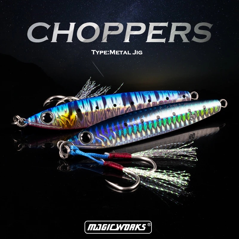 MAGIC WORKS-señuelo de pesca de Metal, cebo Artificial de 60G y 80G, aparejos de pesca de lubina dura lenta para Orilla - imagen 4