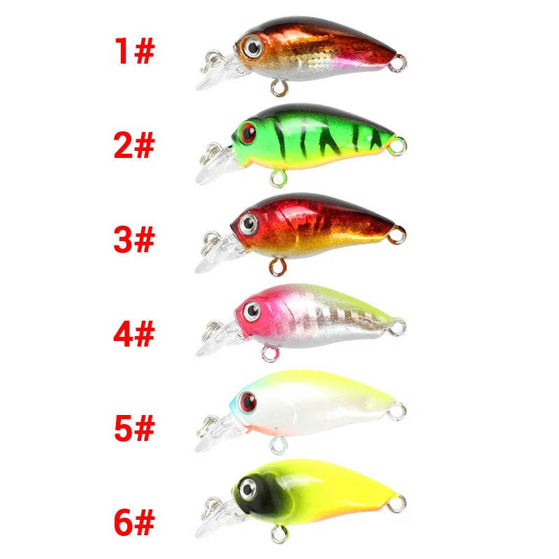 JIUYU-señuelo flotante de 45mm y 3,8g, Wobbler de manivela para pesca de Lucio, Crankbait, Artificial/duro, pececillos negros - imagen 2
