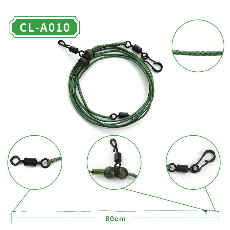 Mosodo-Línea de guía de pesca de carpa trenzada, núcleo de plomo de 80cm, aparejo de carpa, correas, cable de línea principal, núcleo de plomo de alambre de acero con Clips de plomo giratorios - imagen 5