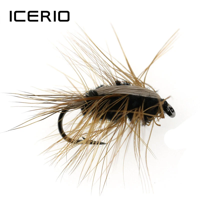6 piezas # 6 gusanos lanosos marrón Caddis ninfa mosca ciervo pelo escarabajo trucha pesca con mosca cebo blanco verde negro