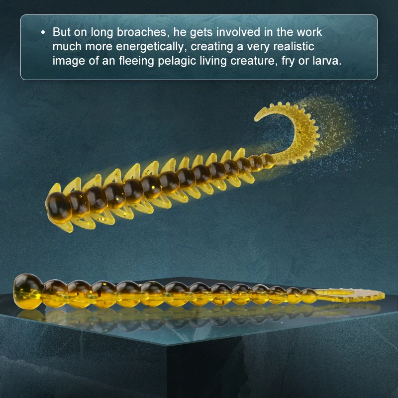 MEREDITH-señuelo de pesca con insectos ver cebos de silicona, 75mm, 20 piezas, Wobbler de pesca, Lucio, sábalo, Swimbait Artificial, Jigging, señuelos blandos - imagen 3