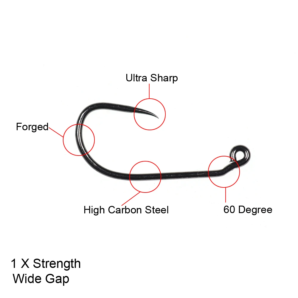 ICERIO-gancho de atado de moscas de Nymph, anzuelo de trucha de acero de alto carbono, con acabado de níquel y negro, ángulo de 60 grados, 30 unidades - imagen 3