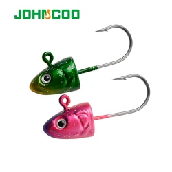 JOHNCOO Señuelo de Silicona con Cabeza Jig Head 3D Ojo Realista