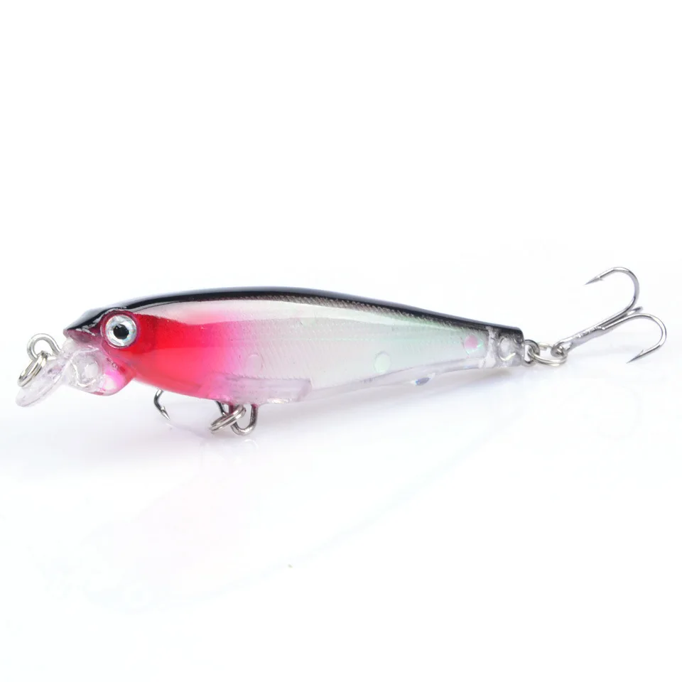 DHYJSFDC 1 Uds señuelo de pesca láser Minnow 8CM 7,5G anzuelos de pesca aparejos wobbler crankbait artificial Japón cebo duro swimbait - imagen 5