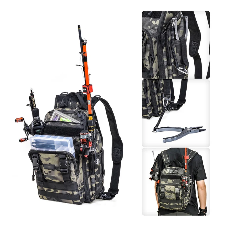 Bolso de pecho de gran capacidad para deportes al aire libre, bolsa de mensajero de poste Luya, bolso de cintura multifuncional de hombro doble individual X591G - imagen 3