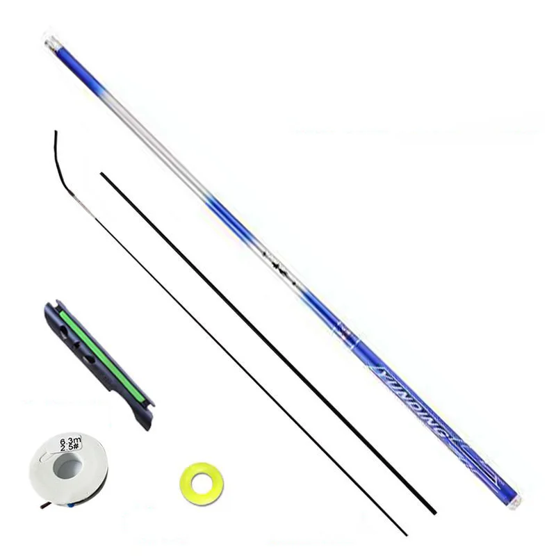 Caña de pescar potente azul violento, 7m, 8m, 9m, 10m, caña de carpa larga de carbono, desafío, arrastre máximo, 10kg, caña de mano ligera - imagen 2