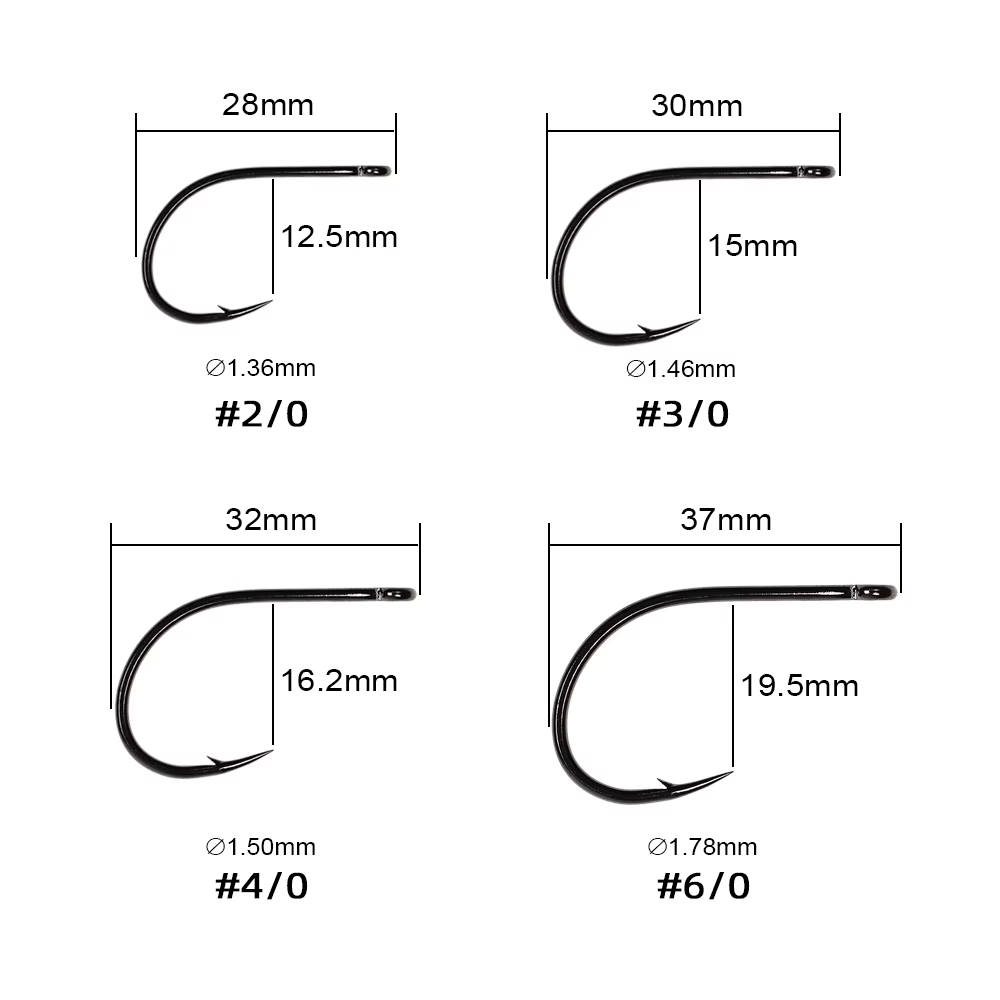 ICERIO 30 Uds 1X gancho Streamer de vástago corto para atar el cambiador de juego Finesse remolque y ganchos de moscas de tubo amplia espacio - imagen 4