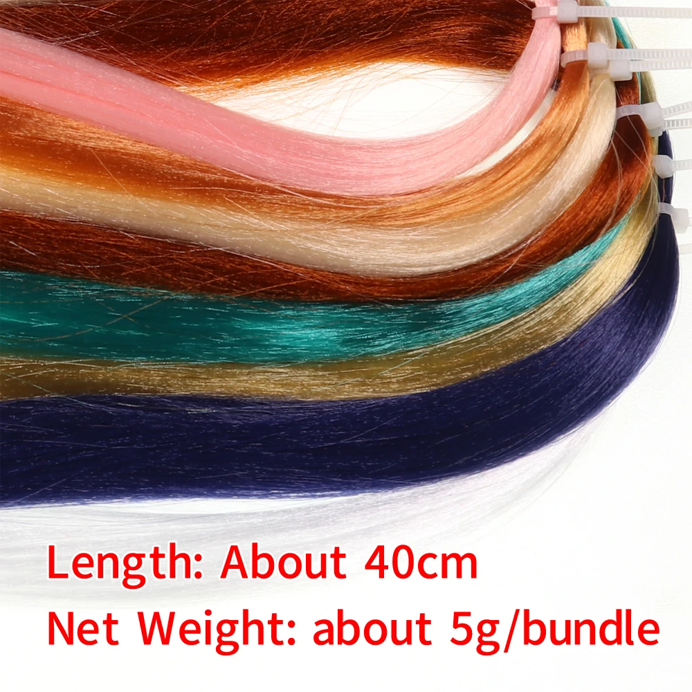 Bimoo-2 bolsas de fibra de mosca suave, serpentina de atado de moscas, aparejo Sabiki de acero, Material de fabricación de pelo sintético, 10 colores - imagen 4