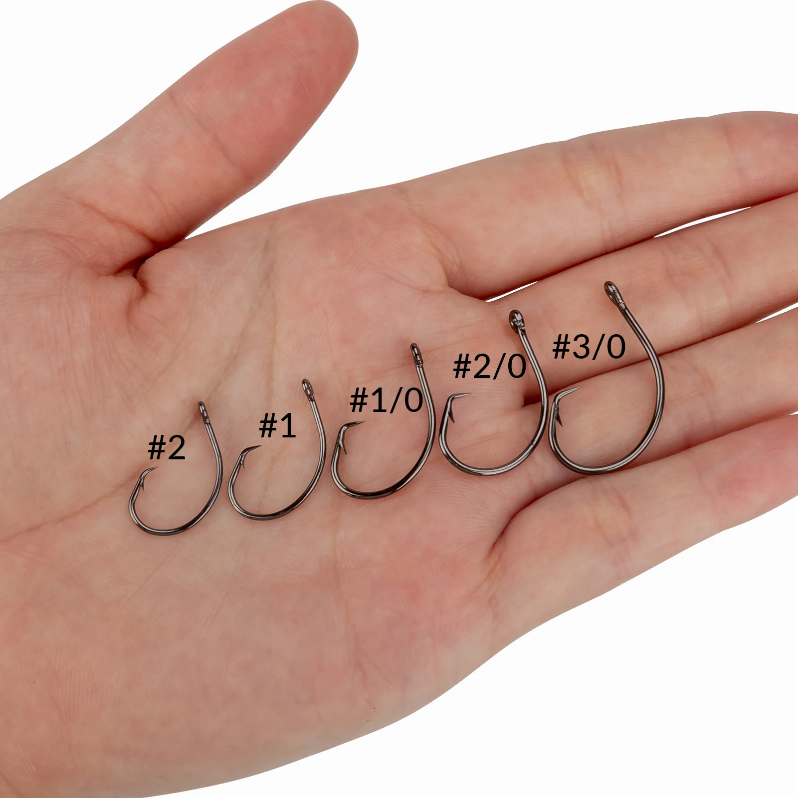 THKFISH 20 piezas anzuelos circulares en línea de acero rico en carbono anzuelos de espacio ancho para señuelo suave pesca de agua dulce anzuelo de bagre - imagen 5
