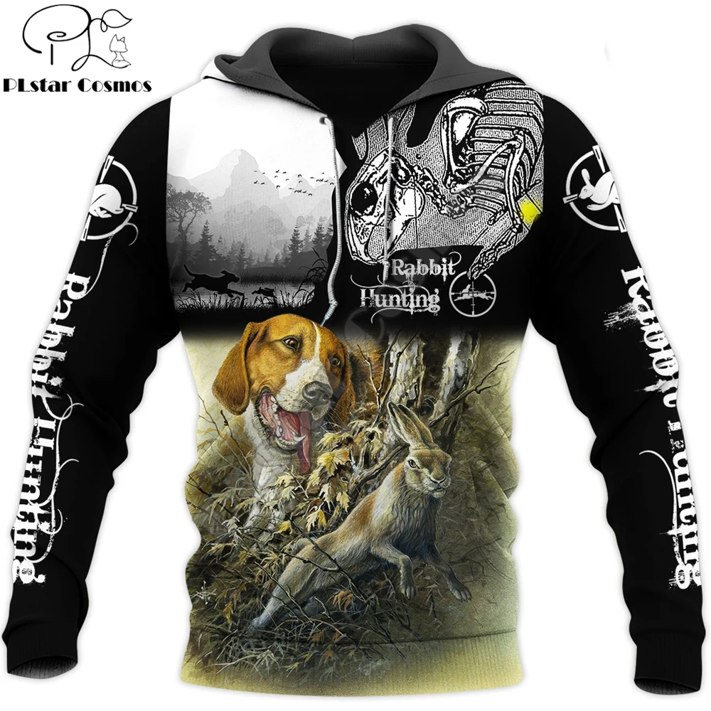 Sudadera con capucha con estampado 3D de animales de caza de conejo, sudadera de otoño Harajuku, ropa de calle, sudaderas con capucha, chaqueta informal Unisex, chándales KJ090