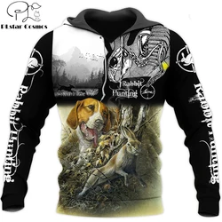 Sudadera con capucha con estampado 3D de animales de caza de conejo, sudadera de otoño Harajuku, ropa de calle, sudaderas con capucha, chaqueta informal Unisex, chándales KJ090