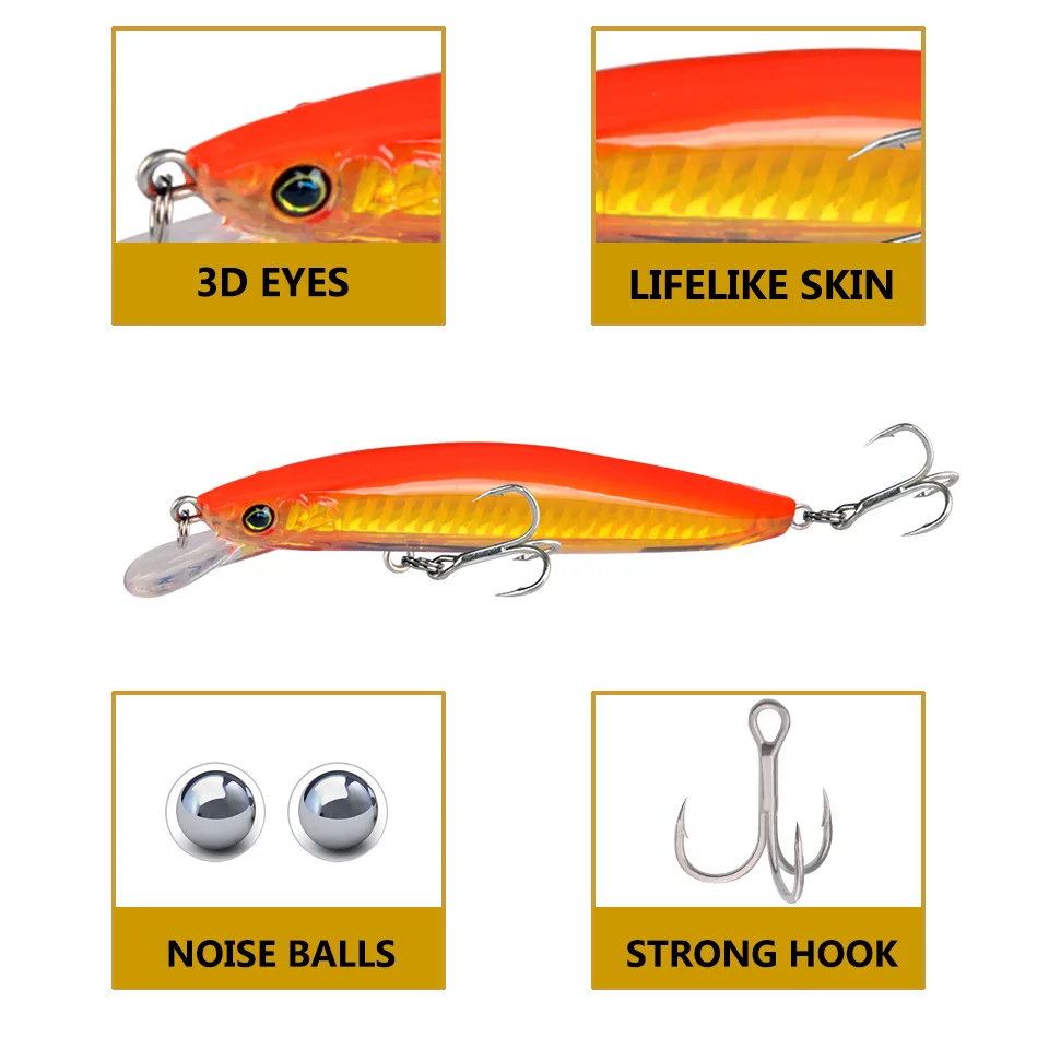 Señuelos flotantes de pesca láser Minnow, 11cm, 13g, Wobbler, Crankbait, aparejos, ojos 3D, cebo de plástico duro, Lucio, Pesca de carpa, 1 pieza - imagen 3