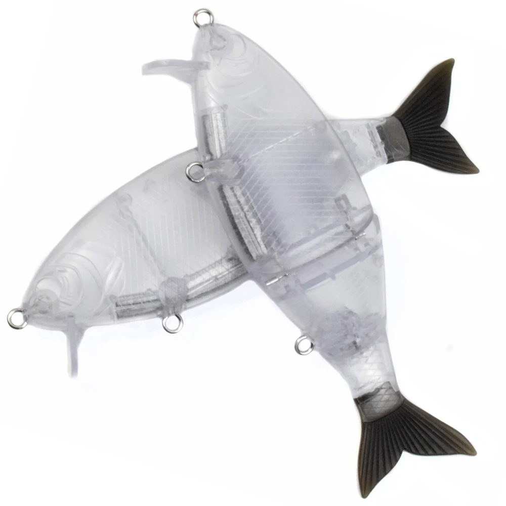 CCLTBA-señuelo de pesca Topwater Wobbler Swimbait, 18,5 cm, 60g, 3 segmentos, sin pintar, cebo articulado, sábalo en blanco, flotante, enlace de Metal, cola suave - imagen 3