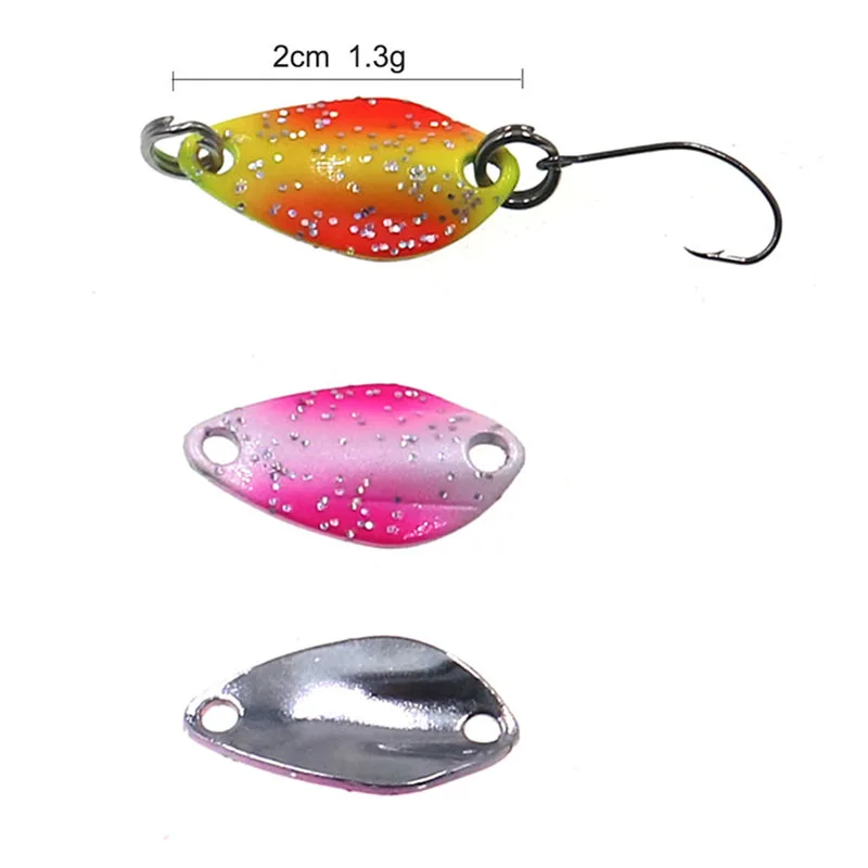 5 uds 1,3g cuchara giratoria de Metal señuelo de pesca de trucha cebo duro lentejuelas ruido Paillette cebo Artificial pequeño spinner de lentejuelas duras - imagen 5