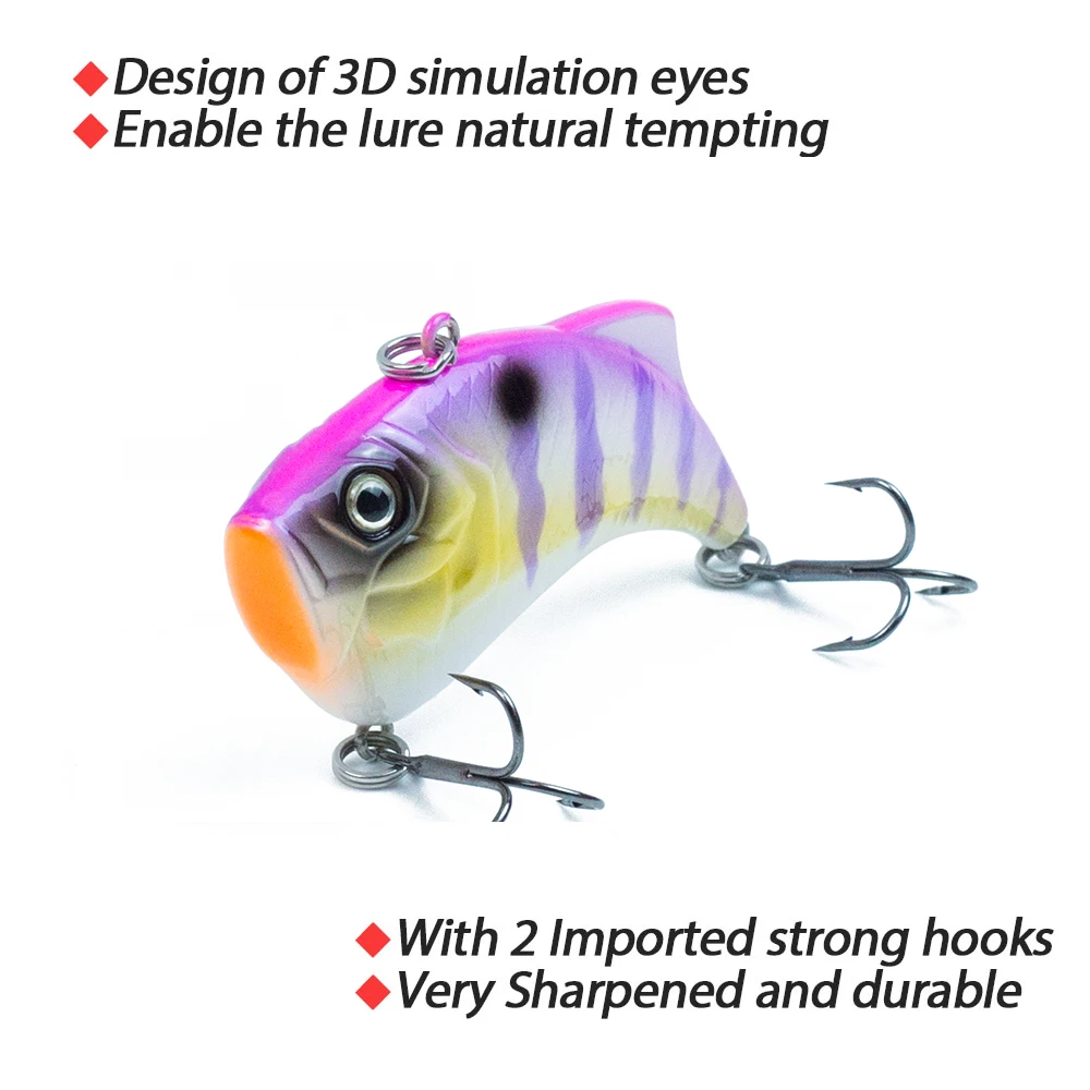 Hanlin-señuelo de pesca de 6,5 cm/14,5g, Popular Vib Crankbait, cebo de pesca de alta calidad, hundimiento lento, Lucio, trucha Wobbler - imagen 5