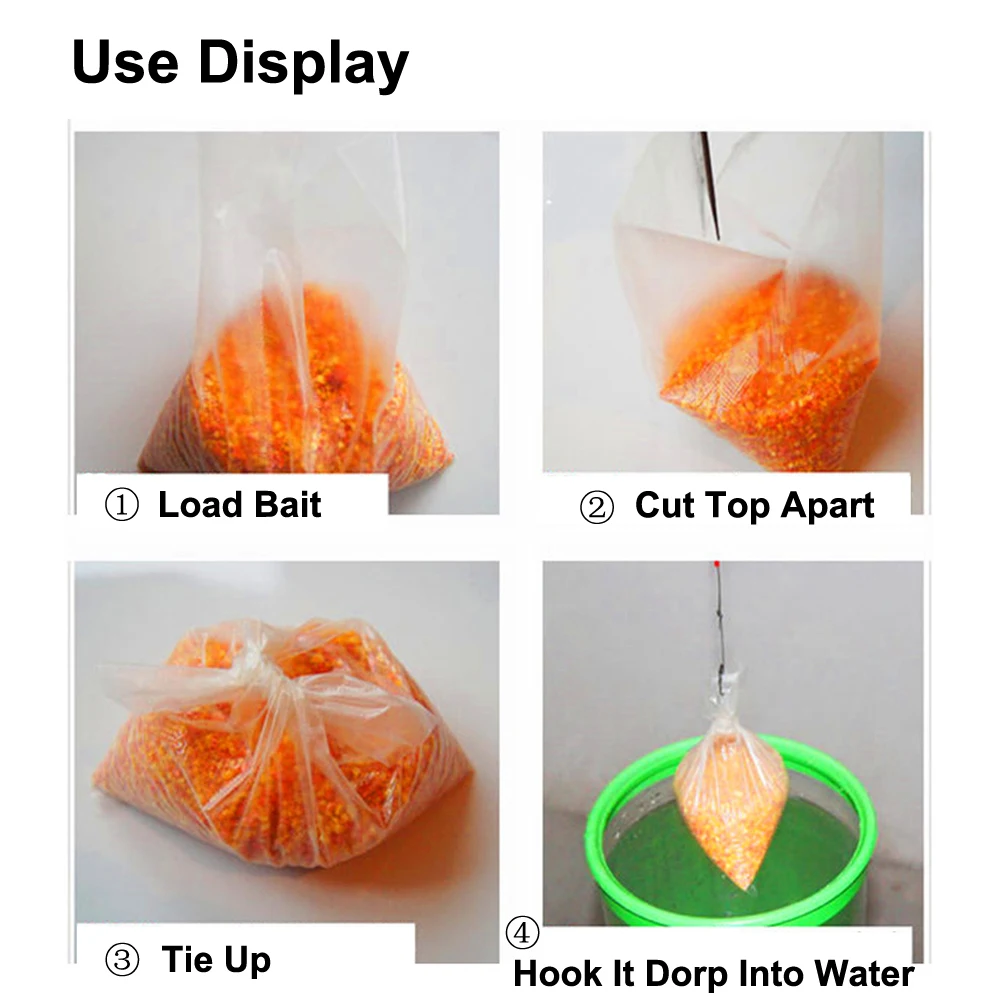 Bimoo 50 Uds bolsas de PVA solubles en agua rápidas Material de cebo de pesca de carpa aparejos de pesca de carpa 5*10cm 7*10cm 7*15cm 8*12cm 12*16cm - imagen 3