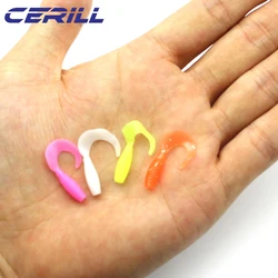 Señuelo de pesca suave de silicona Artificial, cebo de pesca Jigging, Wobbler, carpa, lubina, Swimbait, 25mm de volumen, lote de 50