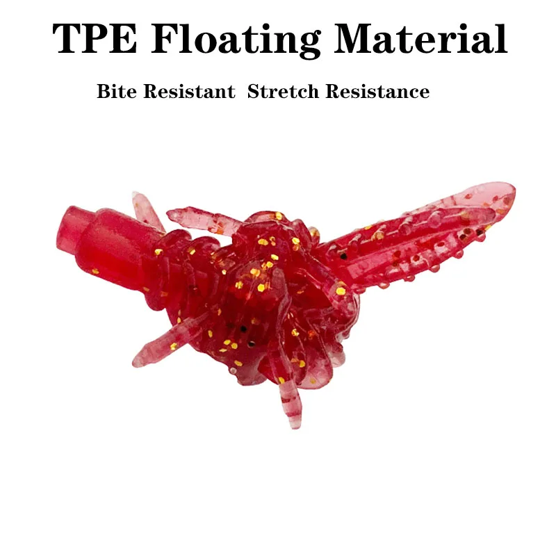 Wobblers flotantes de Camarón, cebo suave de 7cm, 2g, olor a pescado con sal, gusano de silicona, de pesca señuelo, plantilla giratoria, señuelos de natación Twintail, 10 Uds. - imagen 5