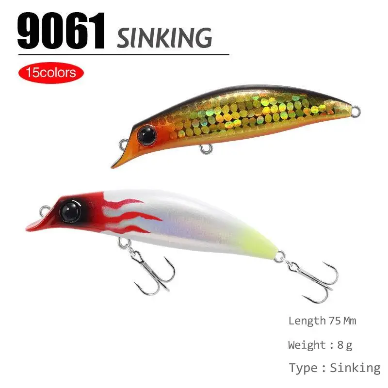 Señuelo de Pesca con pesas Popper, 8g, 75mm, Mino, hundimiento, Whopper, cebo Artificial, accesorios de Pesca, señuelos, Lucio, aparejos de pesca - imagen 3