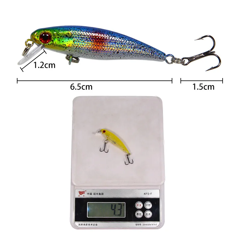 Señuelo duro Artificial para Pesca, anzuelo triple flotante, Wobbler, Crankbait, Lucio, Swimbait, 1 unidad, 6,5 cm, 4,3g - imagen 5