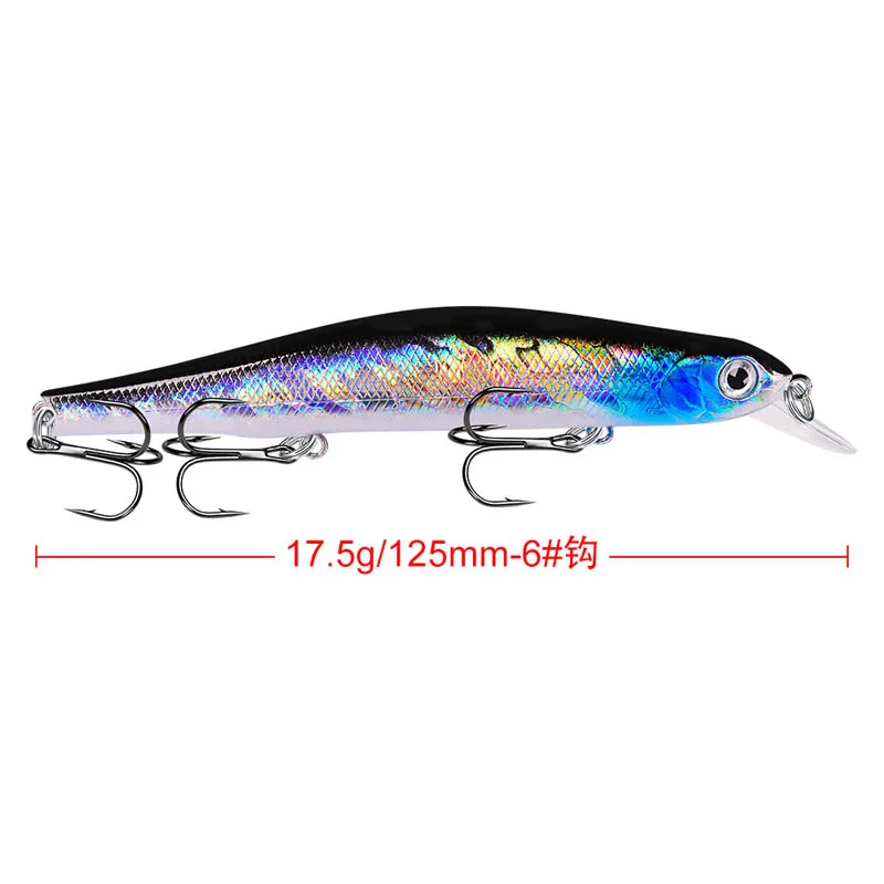 Señuelo de pesca de pececillos Wobblers, 125mm, 17,5g, láser, Artificial, manivela de plástico, 3D, ojos naturales, Crankbait, equipo de pesca, 1 ud. - imagen 5